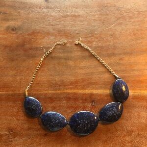 Necklace Choker Gold with Dark Blue Oval Stones
